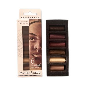 foto di Set da 6 mezzi Pastelli morbidi “à l'écu” - Ritratto tonalità scure - SENNELIER