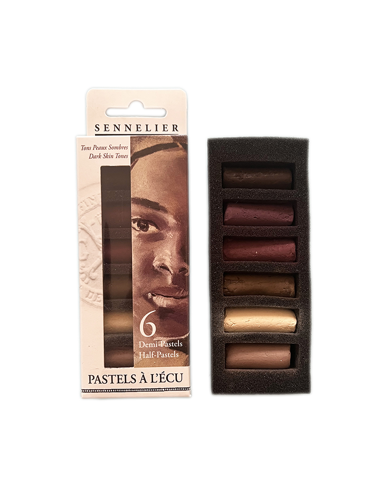 08PS foto di Set da 6 mezzi Pastelli morbidi “à l'écu” - Ritratto tonalità scure - SENNELIER
