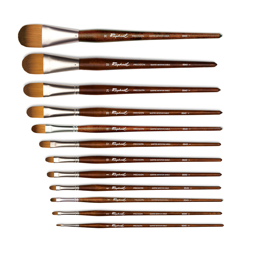 8940 gammaps foto di Pennelli Precision Serie 8940 per olio e acrilico a lingua di gatto - RAPHAËL