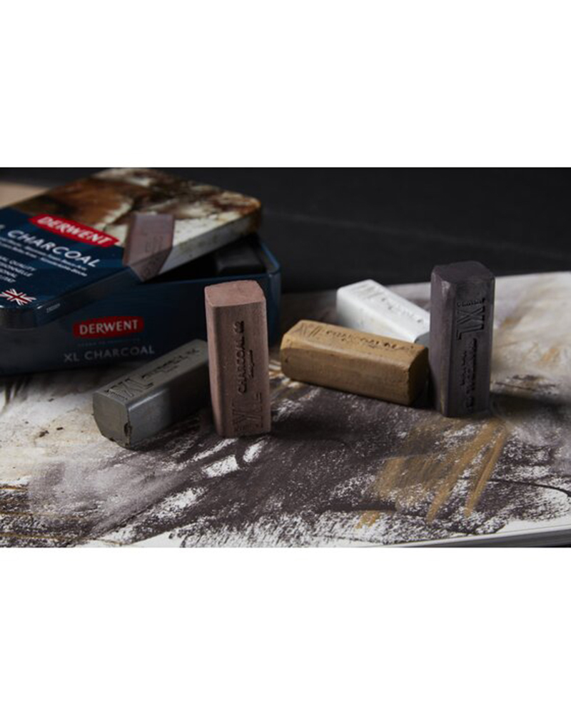 2302009 4 PS foto di Carboncino Idrosolubile CHARCOAL XL - Confezione da 6 colorazioni - DERWENT