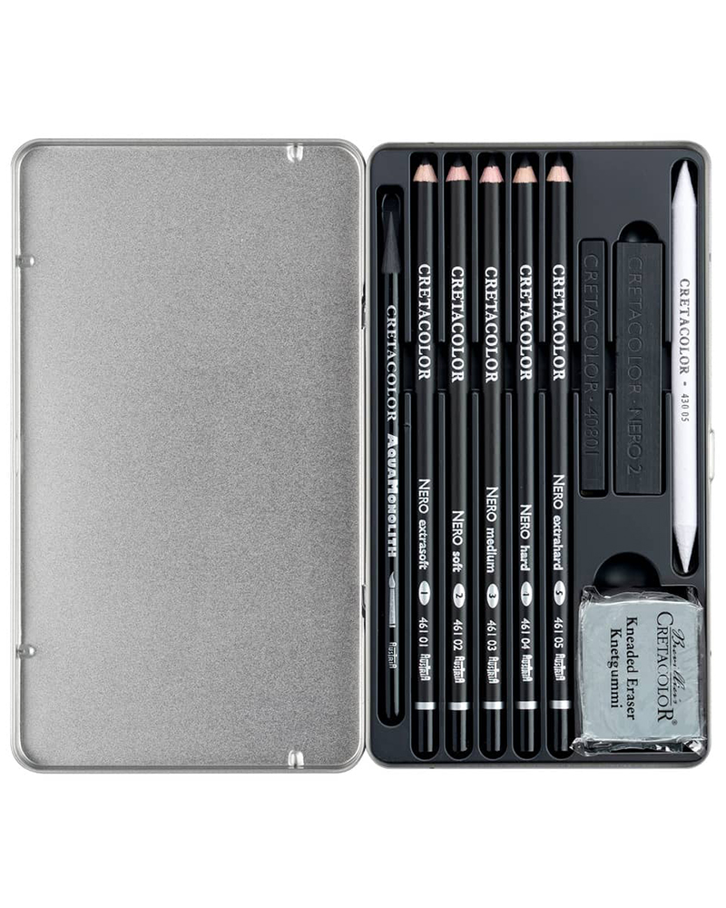 400 09 D1 foto di Set disegno e schizzi "Deep Black" 10 pezzi - CRETACOLOR